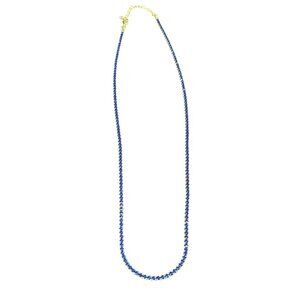 Gold-Plated Tennis Necklace With Blue Crystal Stones 18 Inches Long Unisex Jewel